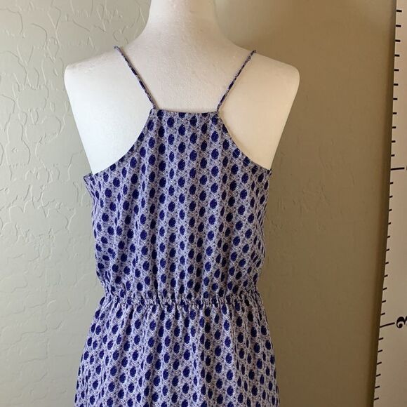 H&M blue sleeveless summer dress with pockets elastic waist mid length SZ 6 - Picture 6 of 14
